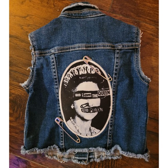 Sex pistols patch custom studded punk rock baby, toddler rocker, recycled denim - Picture 1 of 3